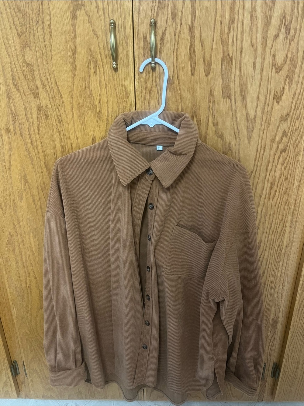 Brown Corduroy Button-Up Shirt Jacket